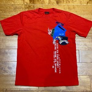 Evisu Japan Red Patchwork Long T-Shirt Men’s Large